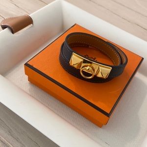 Hermes double leather bracelet